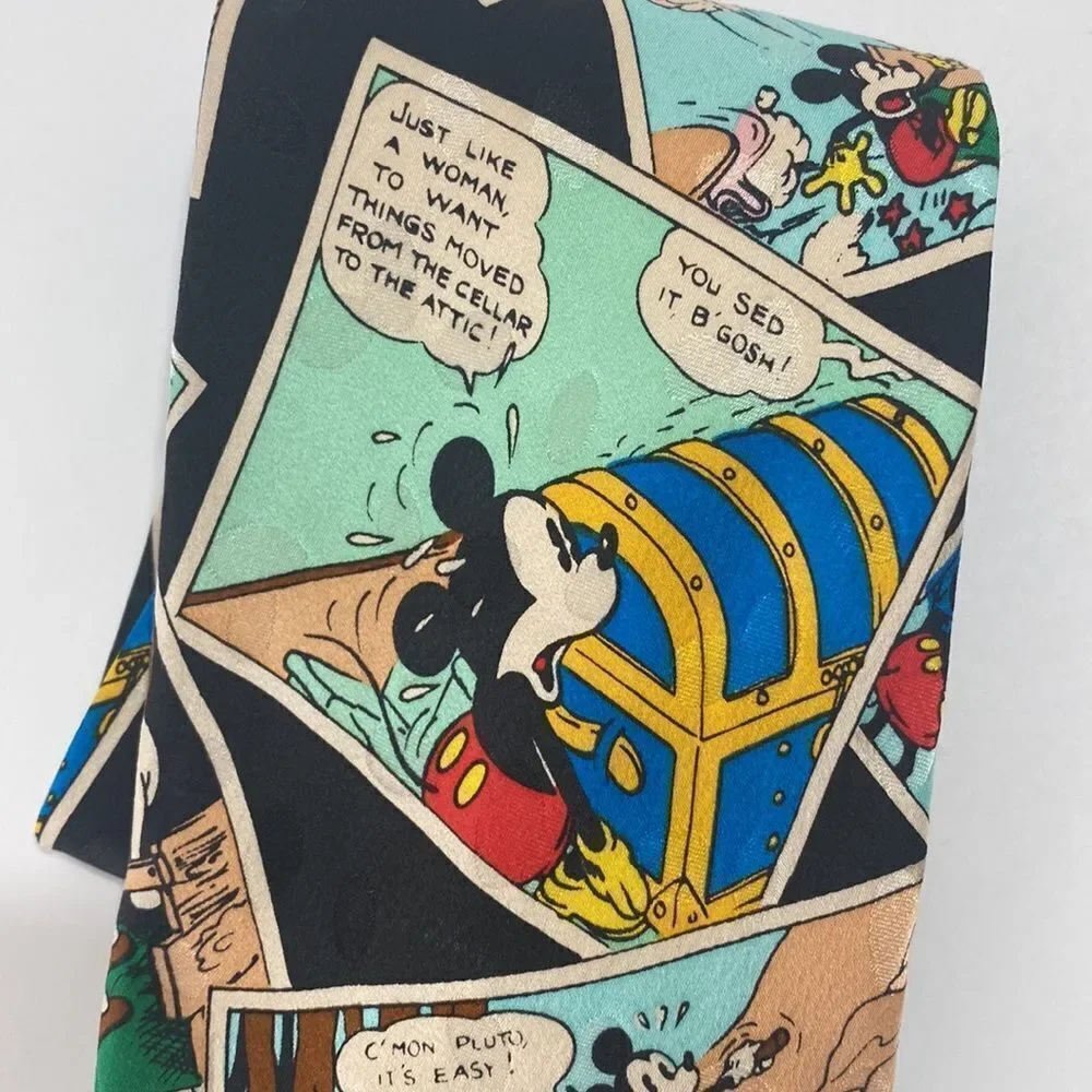 Mickey Inc Disney Donald Duck Comic Book Silk Black Multi Neck Tie